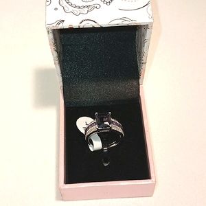 PEERMONT SILVER PLATED AMETHYST RING